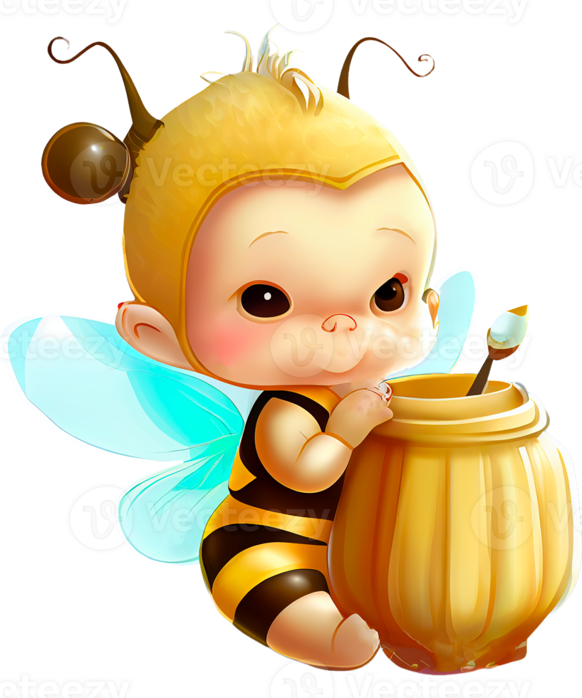 bebê fada abelha Garoto ai generativo png