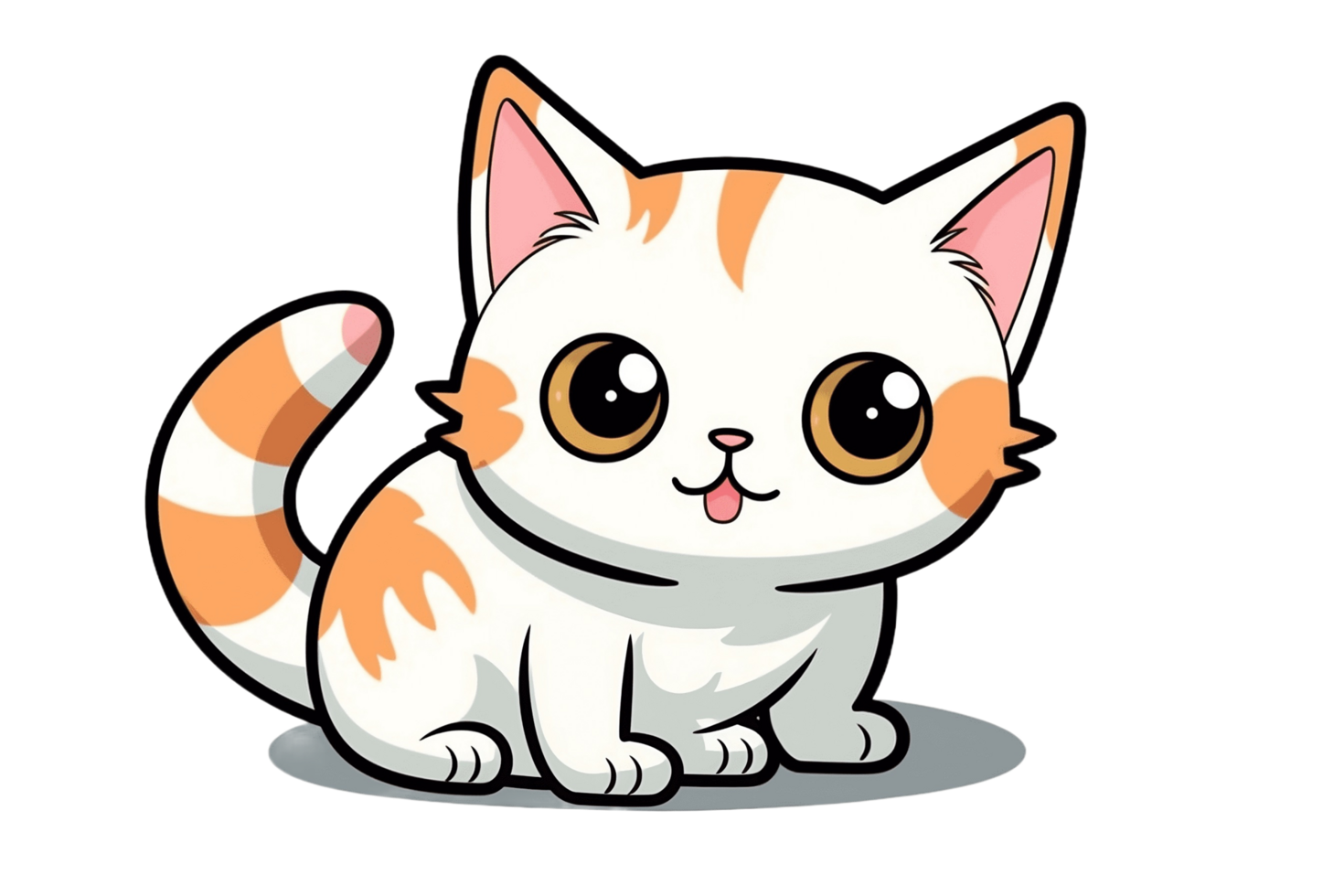 carino cartone animato kawaii gatto etichetta clipart ai generato png