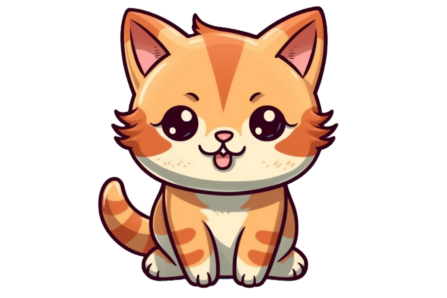 linda dibujos animados kawaii gato pegatina clipart ai generado png