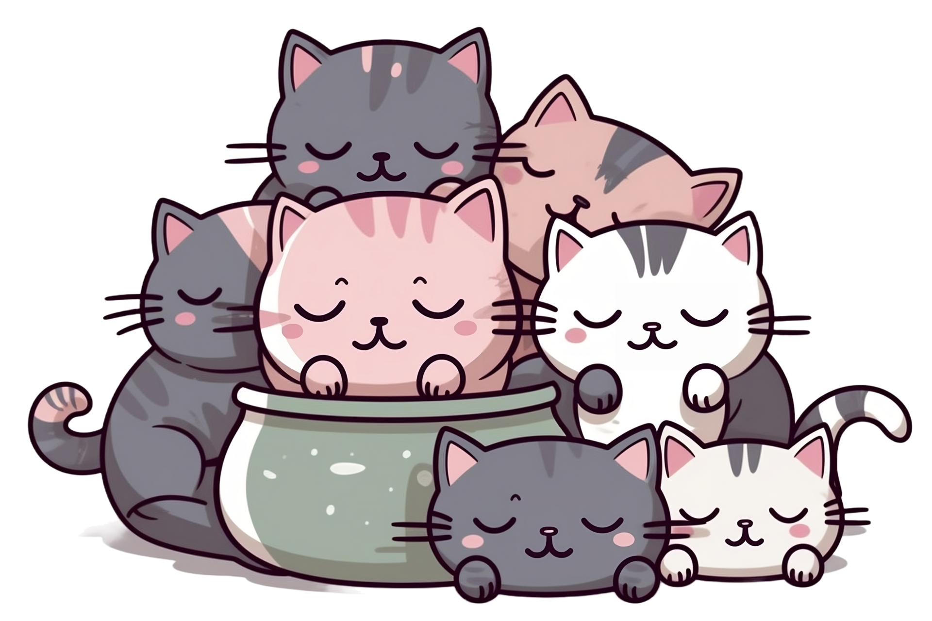 Cute Cartoon Kawaii Cat Sticker Clipart AI Generated 23477118 PNG