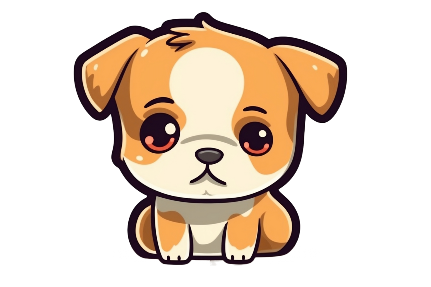 carino cartone animato kawaii cane etichetta clipart ai generato png