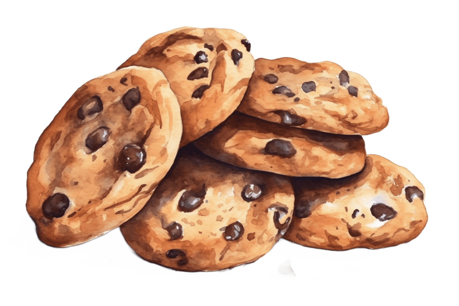Chocolate Chip Cookies Watercolor Clipart AI Generated 23477138 PNG