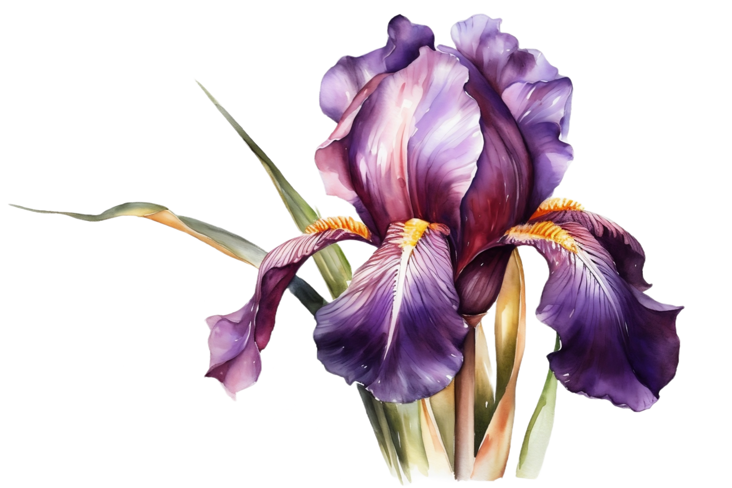 iris blommor vattenfärg ClipArt ai genererad png