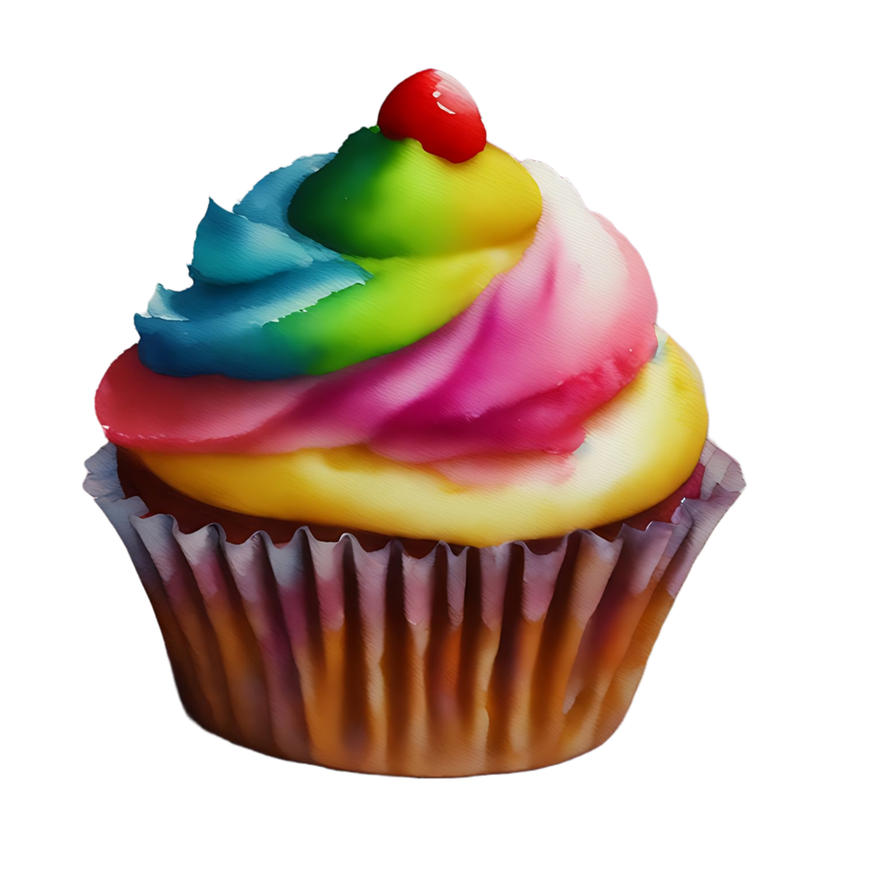 brillant coloré petit gâteau aquarelle clipart ai généré png