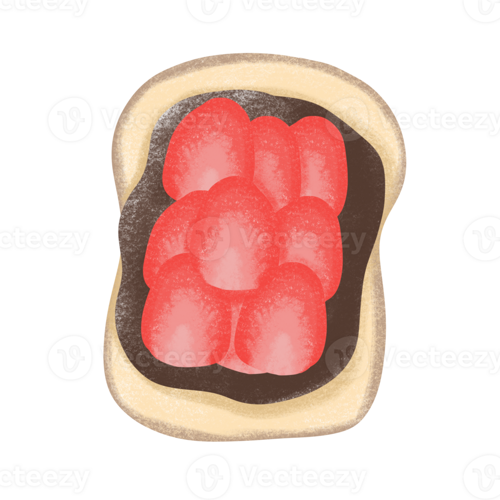 Strawberry Chocolate Toast. Cute Hand drawn illustration png