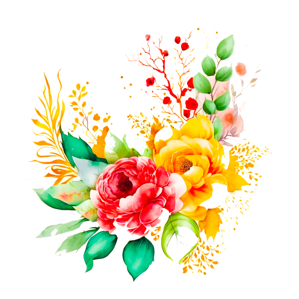 Pink and yellow roses illustration png
