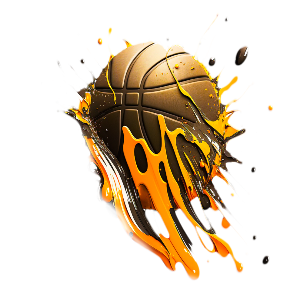 ai generativ Korb Ball mit Flamme png