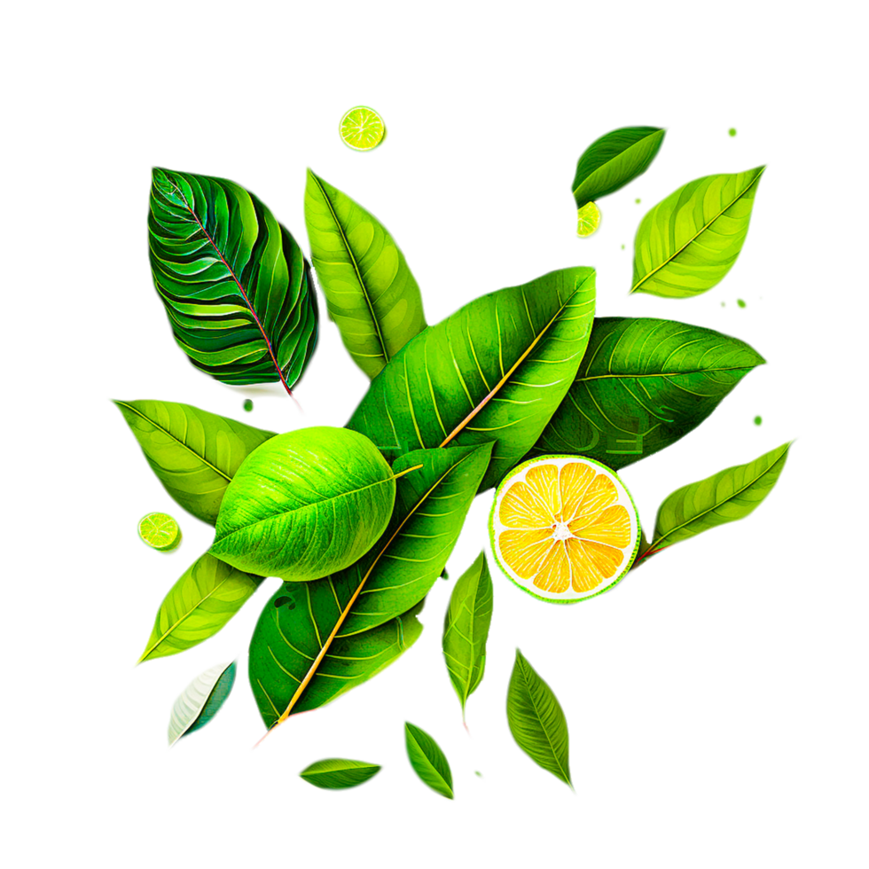 green leaves with lemon png