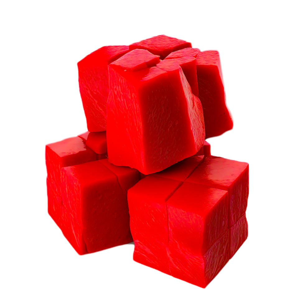 Heap of red jelly cubes on transparent background png