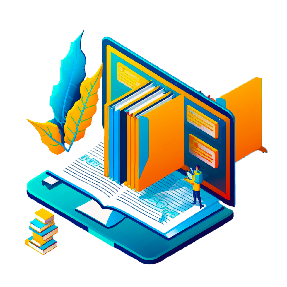 cartoon laptop with books png