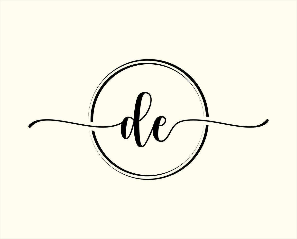 initial handwriting DC Circle logo Illustration. DC Letter Logo Design with Black Circle. Initial DC beauty monogram and elegant logo design vector