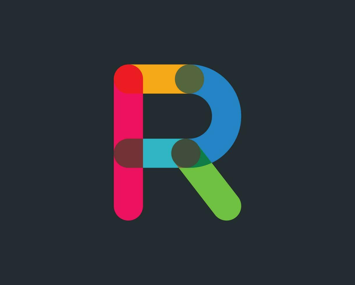 r alfabeto logo diseño vector