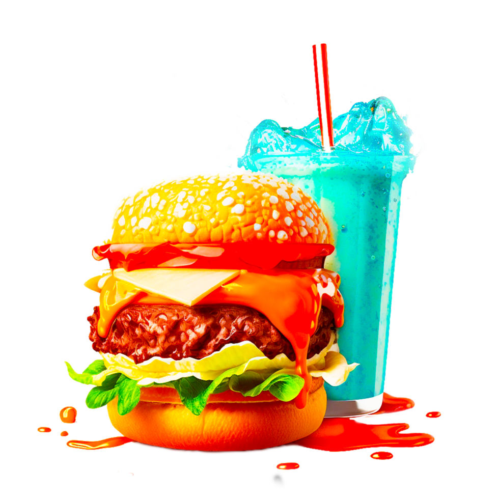 ai generativo Hamburger e suco ilustração png