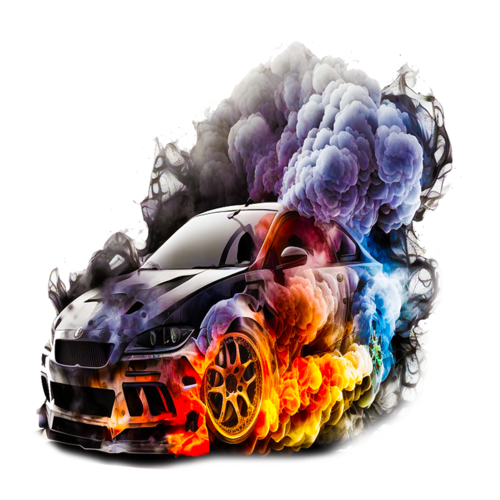 ai generativ Flamme schwarz Auto Illustration png