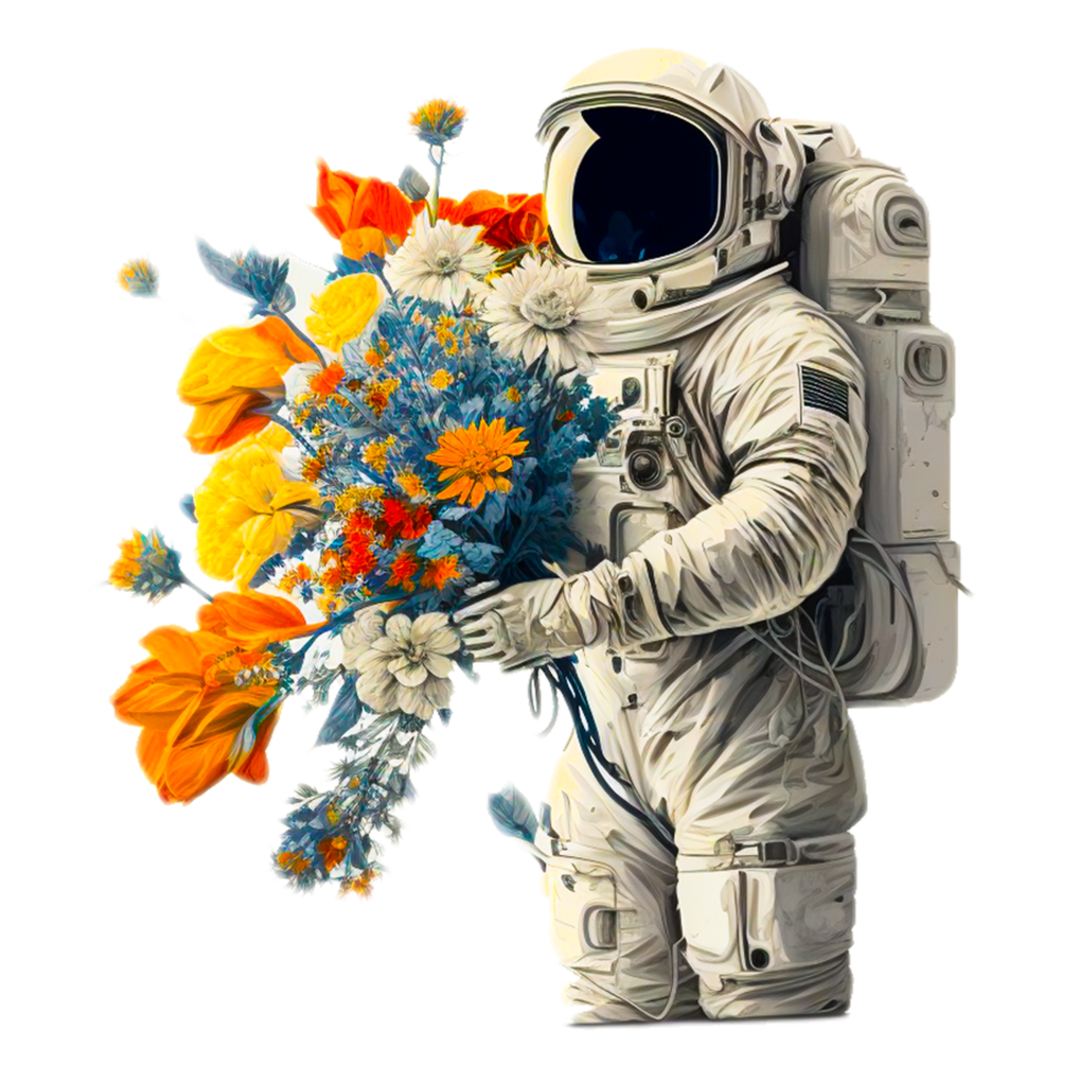Astronaut Flowers illustration png
