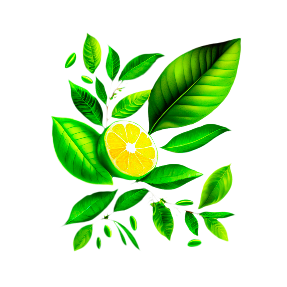 ai génératif citron avec feuilles png