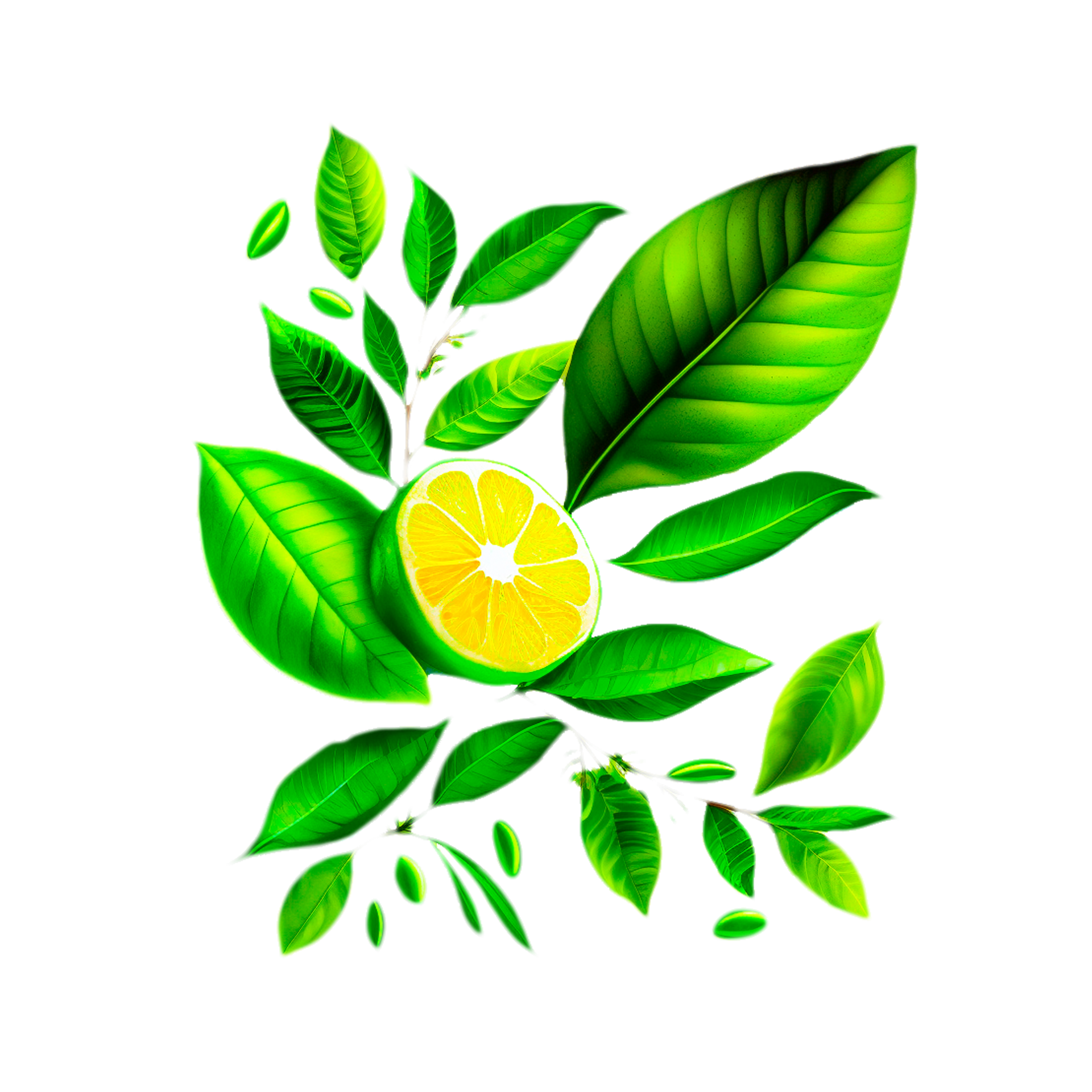 lemon with leaves 23477693 PNG