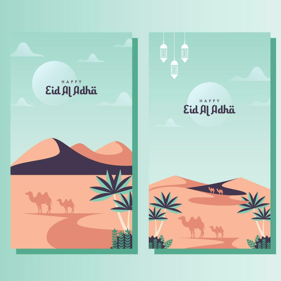 eid al adha mubarak social media post template vector