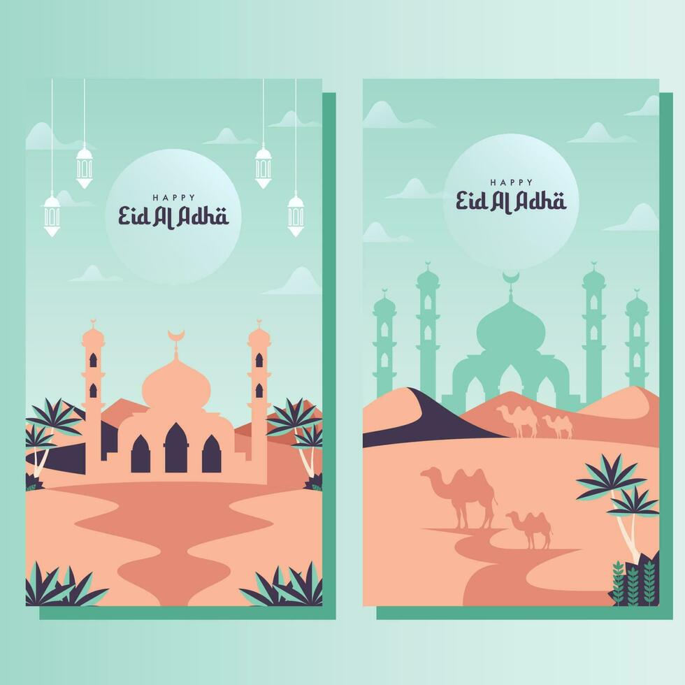 eid al adha mubarak social media post template vector