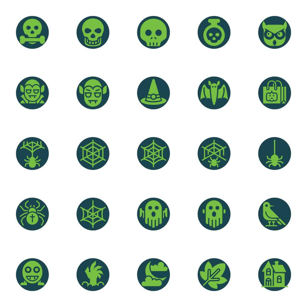 Circle color icons for Halloween. vector