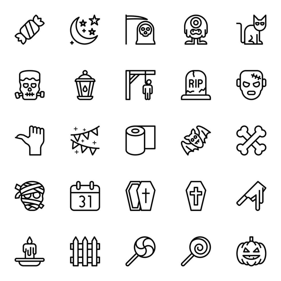 Outline icons for Halloween. vector