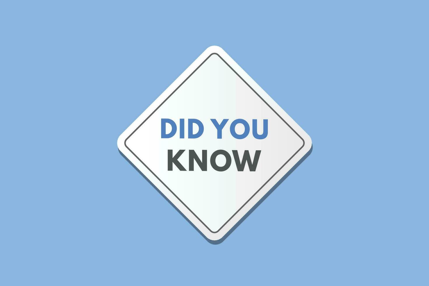 Did you Know text Button. Did you Know Sign Icon Label Sticker Web Buttons vector