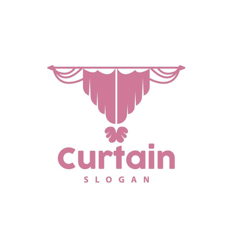 cortina logo, hogar interior sencillo diseño, mueble ventana cortina vector, ilustración símbolo icono vector