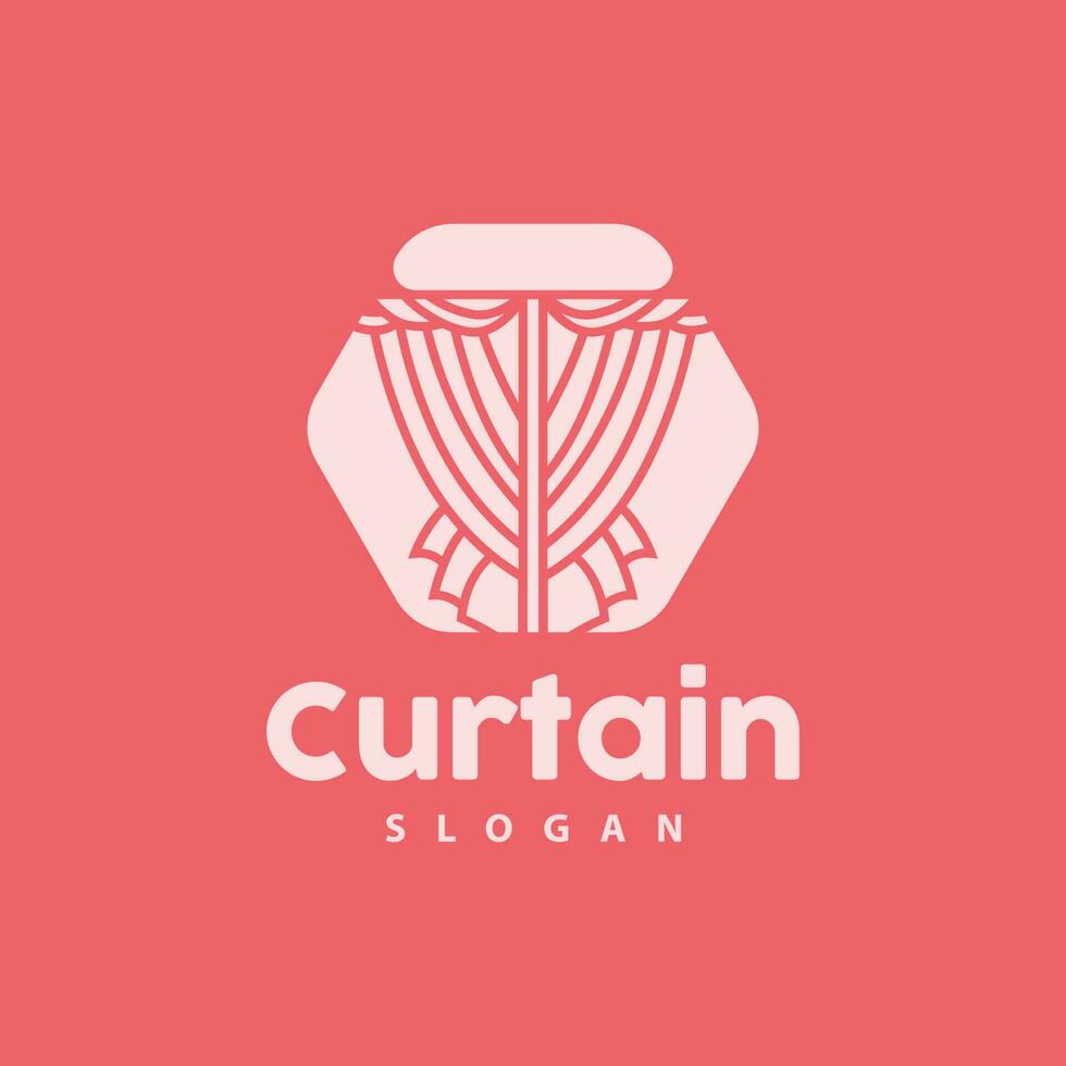 Curtain Logo, Home Interior Simple Design, Furniture Window Curtain Vector, Illustration Symbol Icon vector
