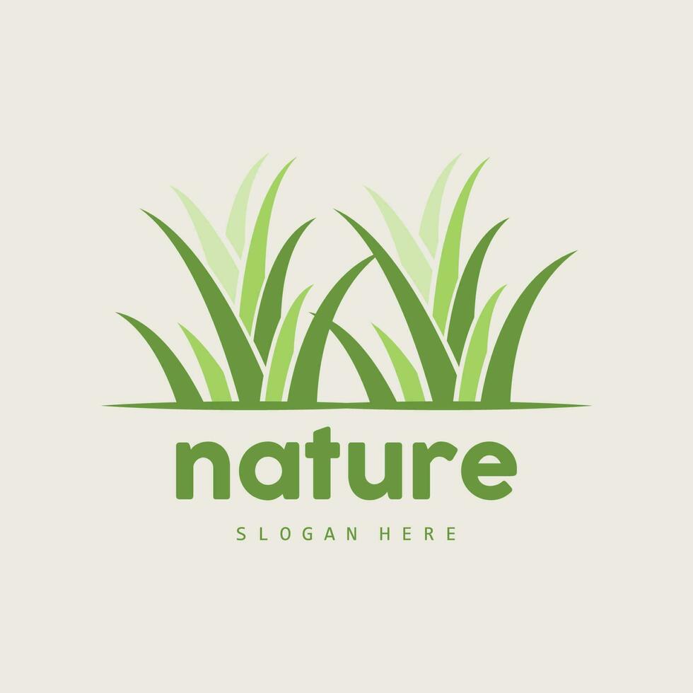 verde césped logo, naturaleza planta vector, agricultura hoja sencillo diseño, modelo icono ilustración vector