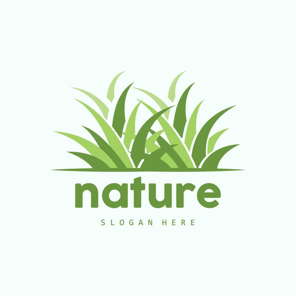 Green Grass Logo, Nature Plant Vector, Agriculture Leaf Simple Design, Template Icon Illustration vector