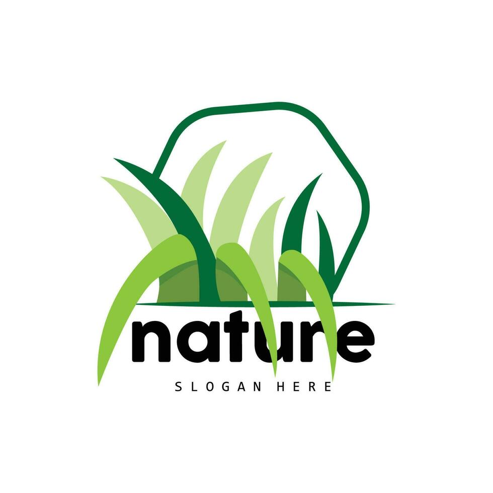 Green Grass Logo, Nature Plant Vector, Agriculture Leaf Simple Design, Template Icon Illustration vector