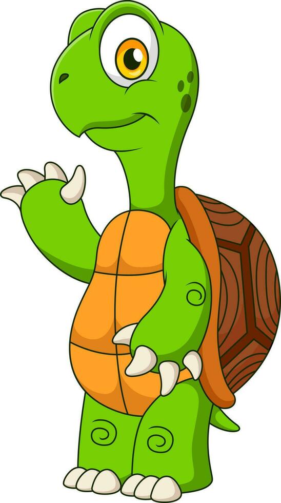 Cute turtle cartoon smiling and waving hand vector