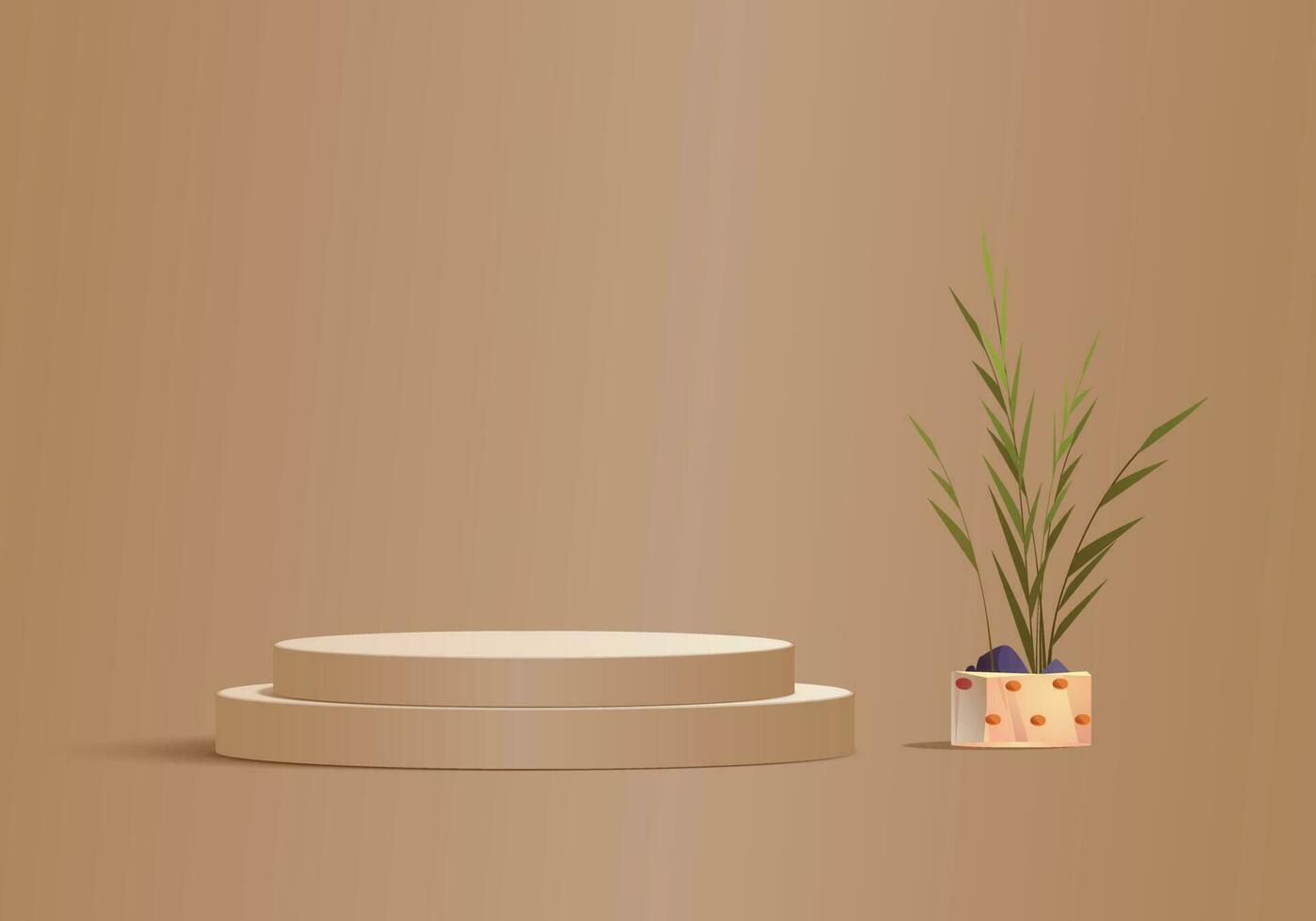 Minimalist Pastel Podium Display for 3D Geometric Forms vector
