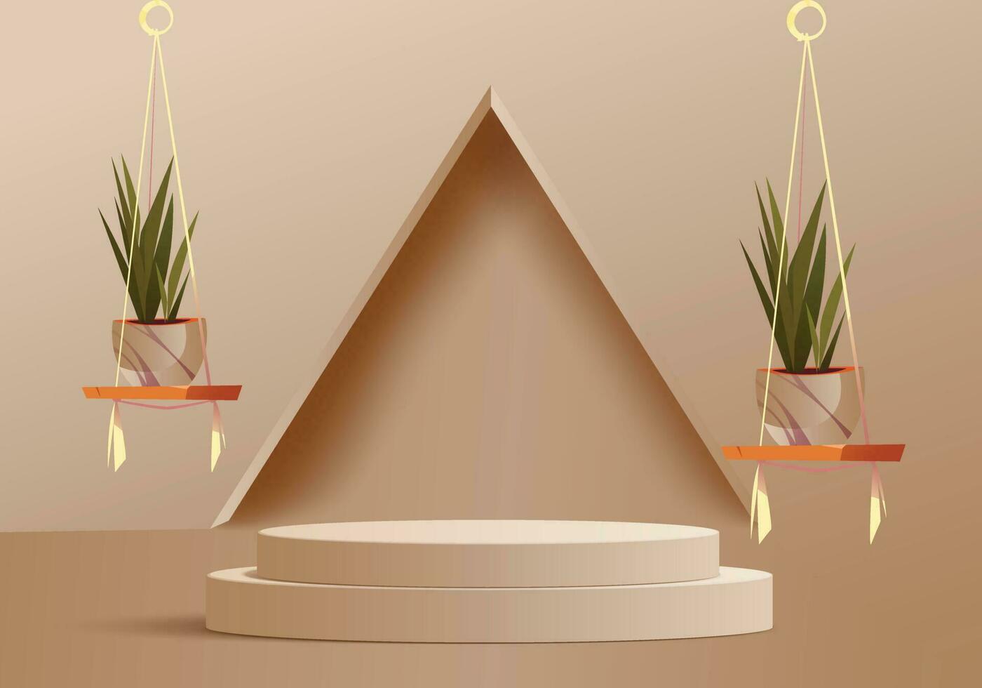 Minimalist Pastel Podium Display for 3D Geometric Forms vector