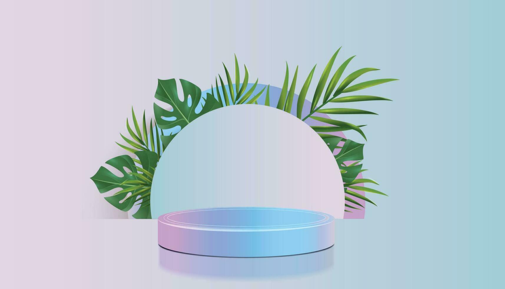 minimalista 3d representación con azul y rosado degradado antecedentes y podio vector