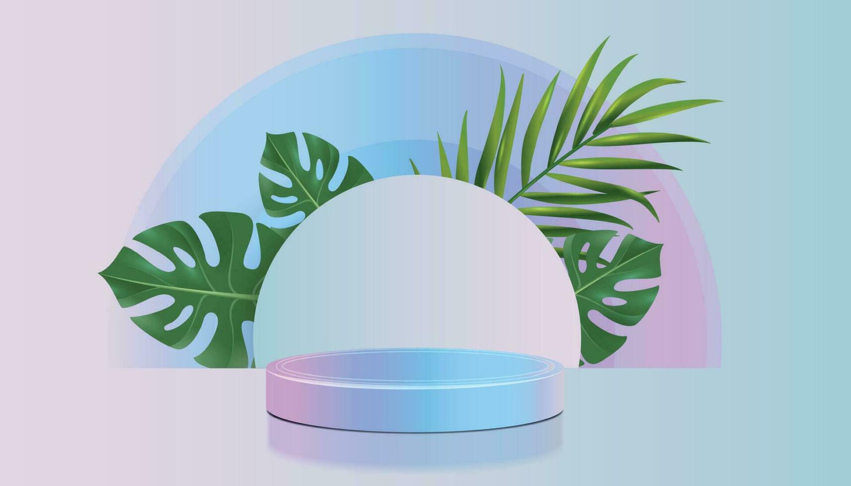 Minimalistic 3D Rendering with Blue and Pink Gradient Background and Podium vector