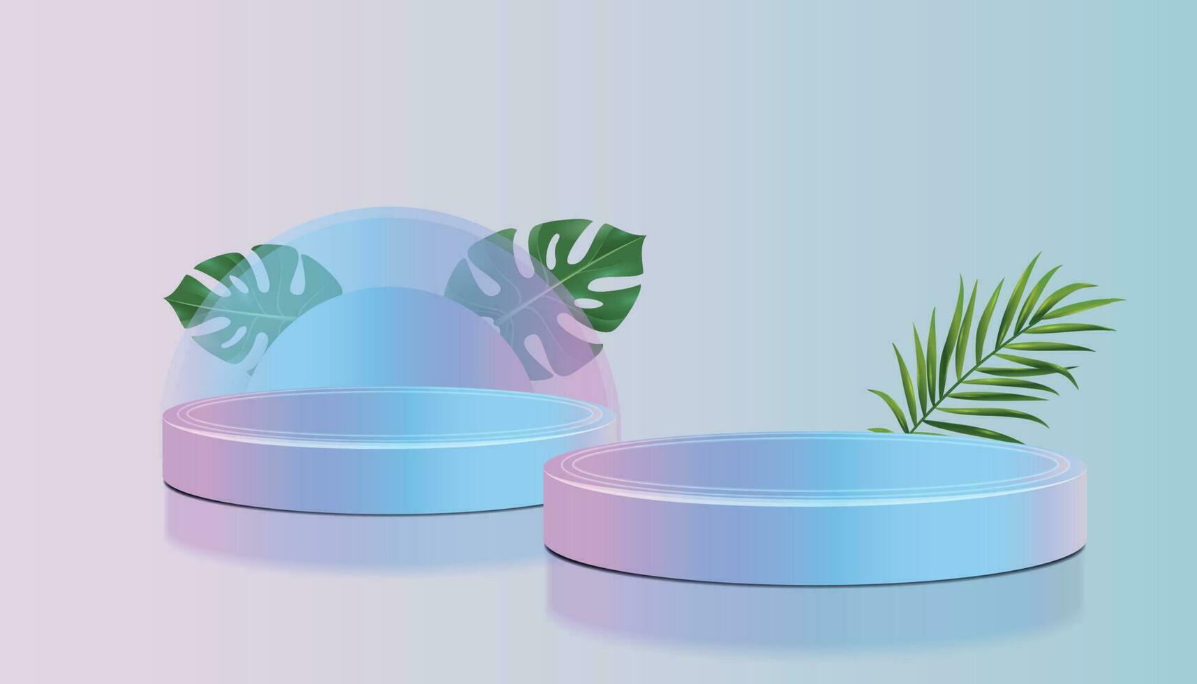 Minimalistic 3D Rendering with Blue and Pink Gradient Background and Podium vector