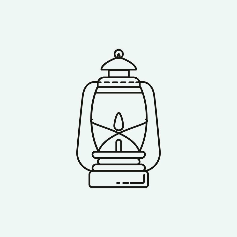 lantern line art icon logo design, park light design. vector