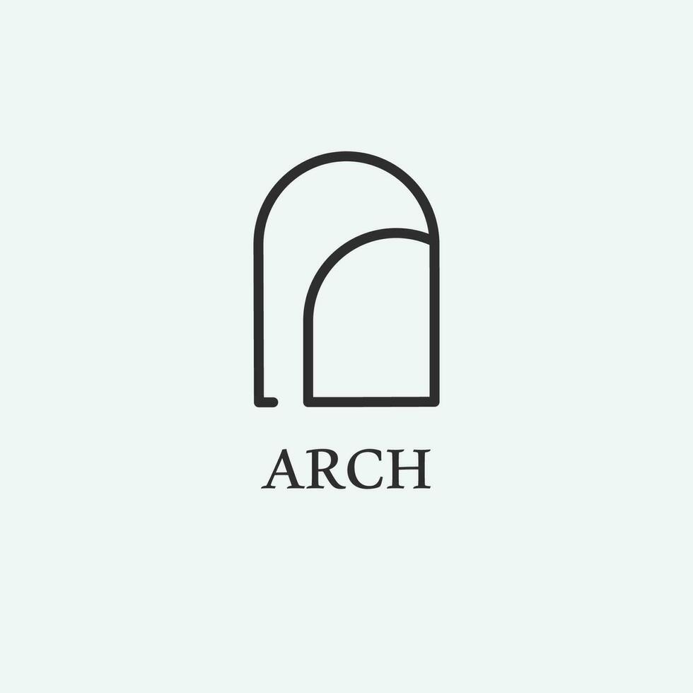 arches line art icon logo with combine letter a r  c h, arch logo design. vector