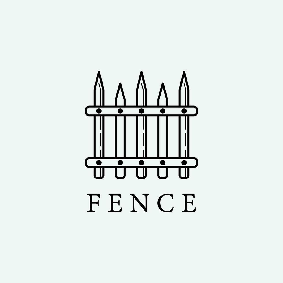 line art fence logo icon design, wooden gate design. vector