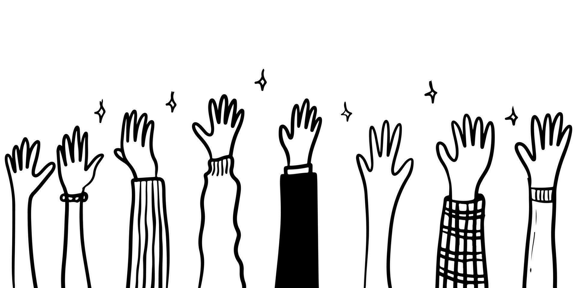 Doodle sketch style of Concept of raised up hands. Concept of education hand drawn illustration for concept design. vector
