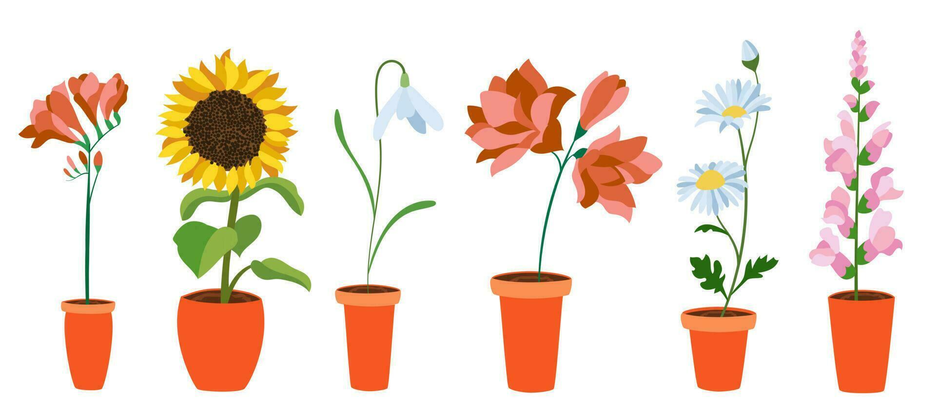 realista vistoso plano flores Perfecto para ilustraciones y naturaleza educación. vector