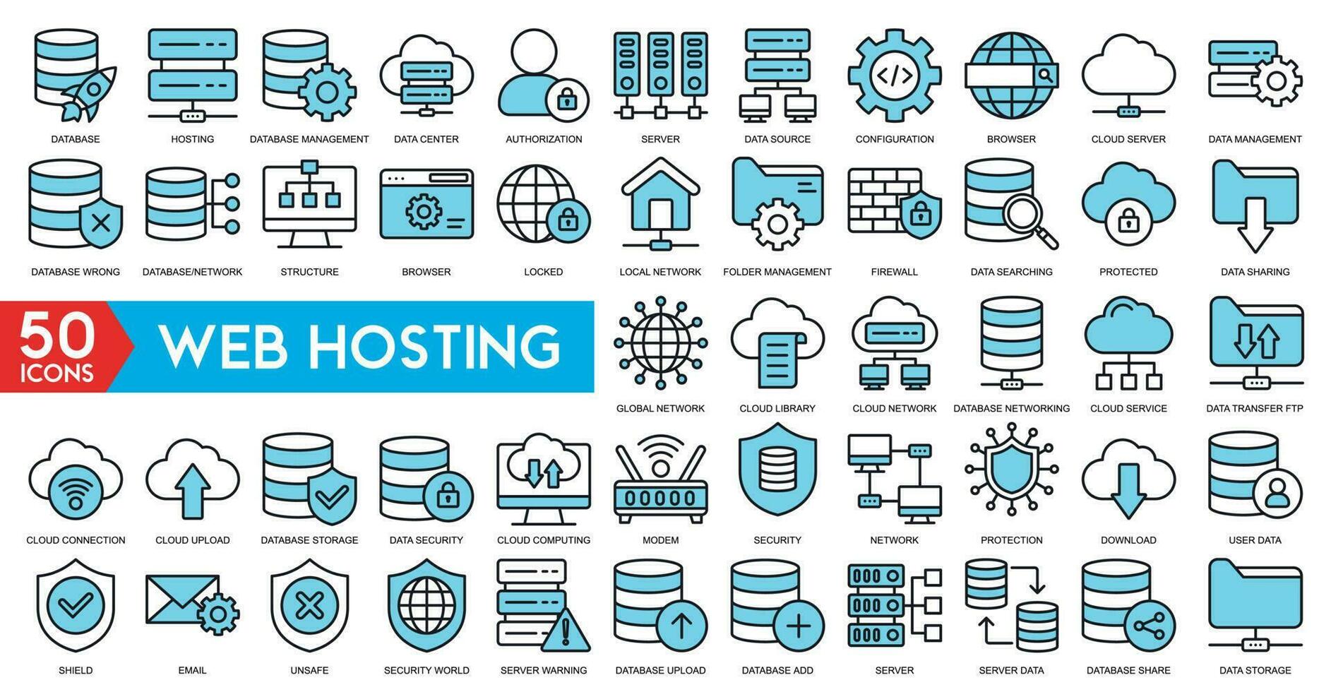 Web hosting server icon with internet cloud storage computing network connection sign vector