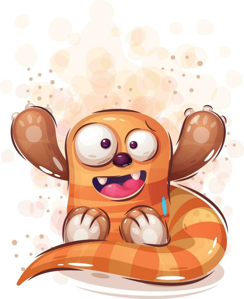 Vector illustration mascot character cute monster scared isolated on white background