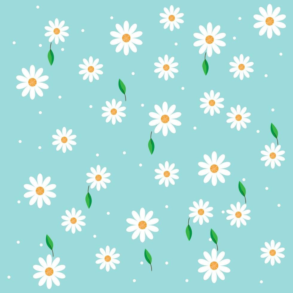 Seamless of daisy flower on background vector illustration. Cute floral pattern.