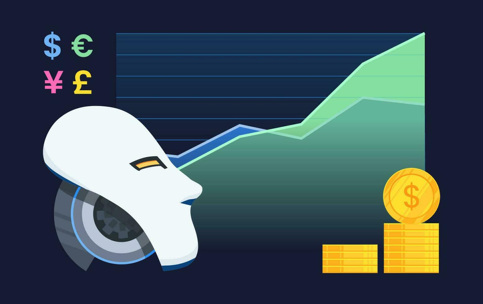 Economy and Artificial Intelligent Machine Learning Exchange Rate Vector Design Concept Global Currency Illustration