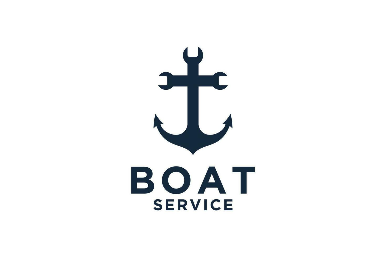 simple illustration of anchor and wrench, logo template for boat mechanic or auto marine garage. vector