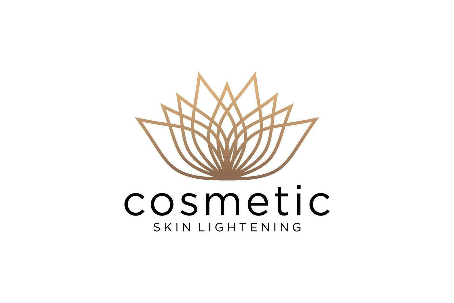 Lotus flower logo. Vector design template of lotus icons on white background in flat and outline style with golden  for eco, beauty, spa, yoga, medical companies.