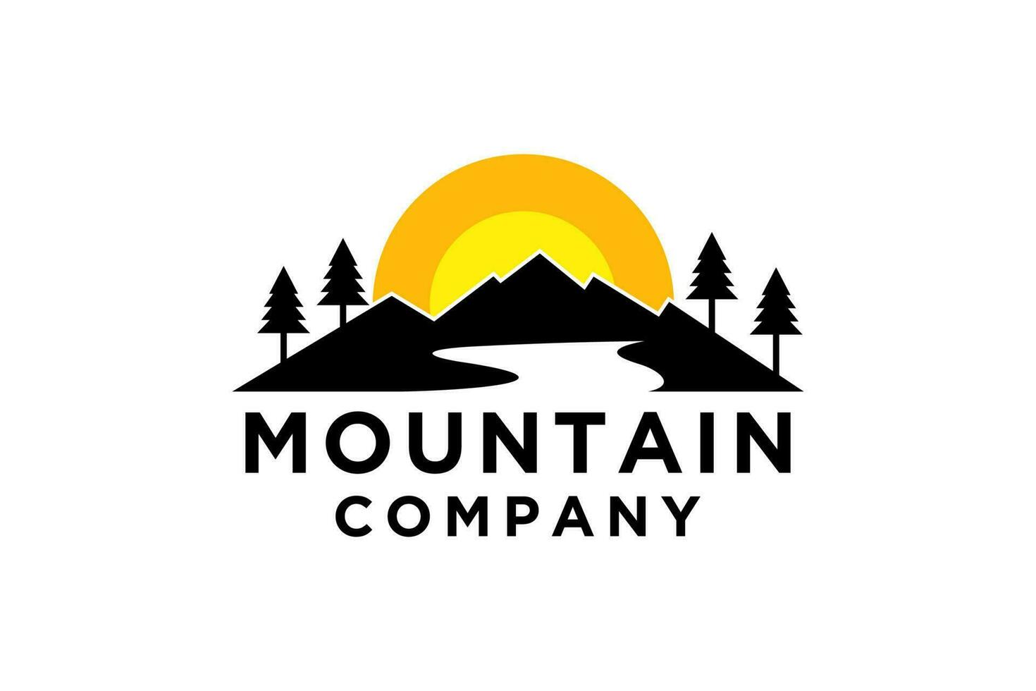 Mountain minimalist landscape hills logo design vector