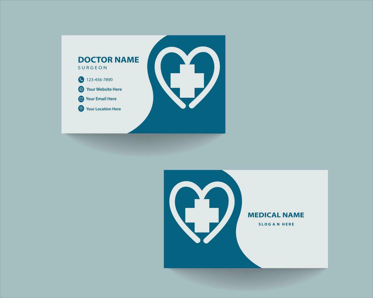 medical business card design template. blue and white modern business card design for healthcare, Medical card template. professional medical business card design vector. Free Vector